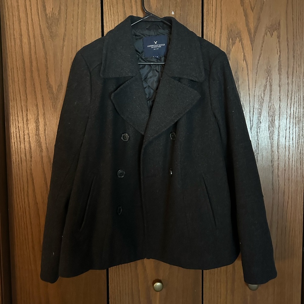 American Eagle Grey/Black Pea Coat